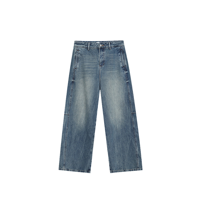 木岸muan林肯牛仔定制100%纯棉百搭高级牛仔裤宽松长裤SJ-KW-8837