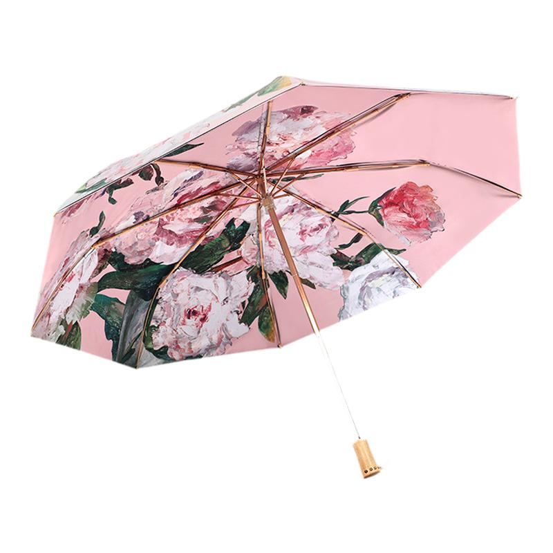 双层折叠防晒伞黑胶超轻小巧晴雨