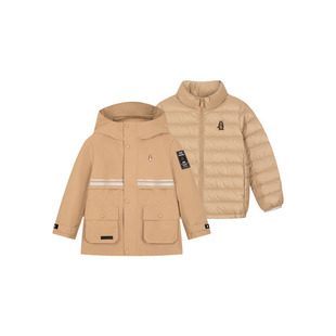 暇步士童装儿童可拆卸羽绒服25冬季新款男童三防风衣女童保暖外套