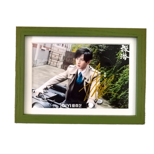 明星签名照相框摆台绿色薄荷曼波无反光玻璃装裱保护画框定制挂墙