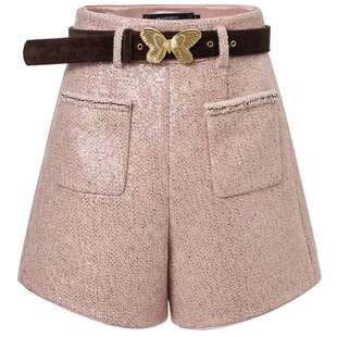 【奥莱】MAXRIENY复古甜美风小A亮片金蝴短裤高级气质感女装