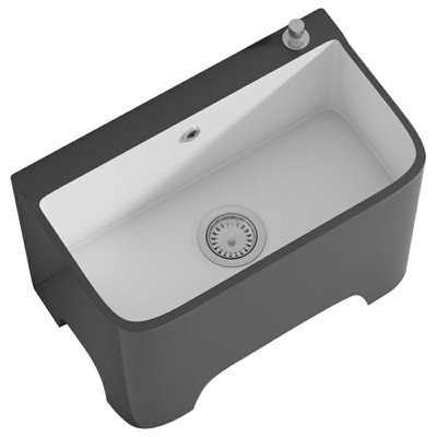 阳台灰色高脚陶瓷拖把池