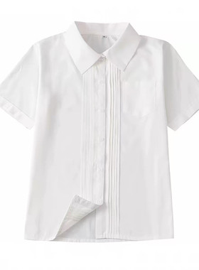 夏季jk白衬衫女学生日系学院风琴褶短袖上衣基础款高中毕业校班服