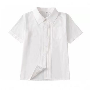 夏季jk白衬衫女学生日系学院风琴褶短袖上衣基础款高中毕业校班服
