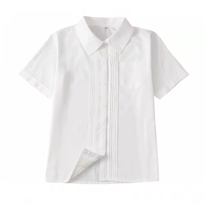 夏季jk白衬衫女学生日系学院风琴褶短袖上衣基础款高中毕业校班服