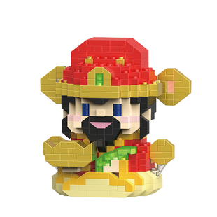 中国古风财神积木桌面摆件男女朋友生日礼物可爱孩子益智拼装玩具