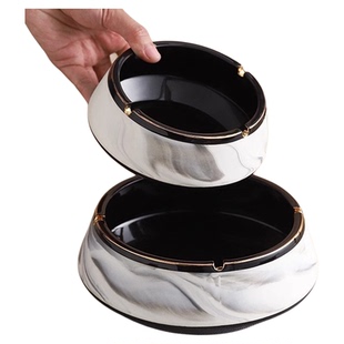 创意大号烟灰缸陶瓷高级档轻奢家用客厅办公室装饰新中式时尚烟缸