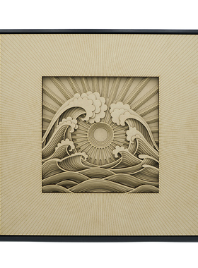 梯木叠雕创意装饰画——《海浪》