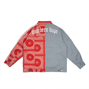 KILLWINNER新款潮牌男女夹克复古腰果花拼接休闲明星上衣情侣外套