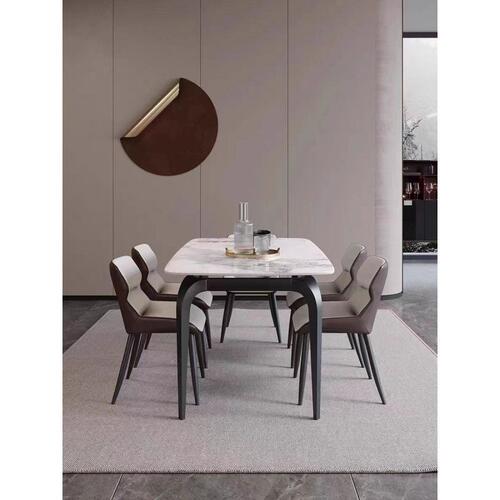 意式极简岩板餐桌现代简约家用小户型折叠可方变圆伸缩形轻奢饭桌