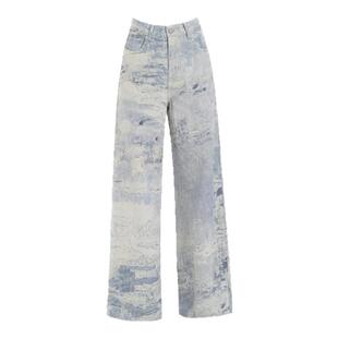 美式复古重工水墨扎染牛仔裤女2026新款春秋季设计感直筒阔腿裤子