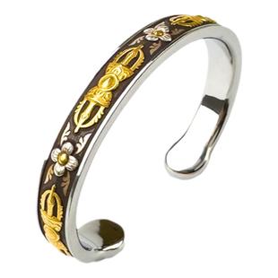 巴赫工作室国家非遗古法铁翦金工艺雕金陨铁藏传金刚手镯男女通款