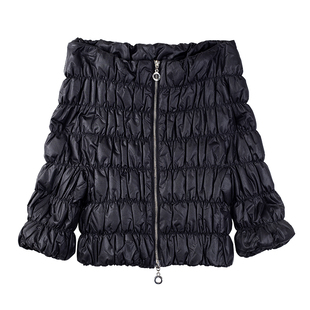 超短秋冬女装轻薄保暖修身弹力短款羽绒服印花时尚显瘦披肩外套潮