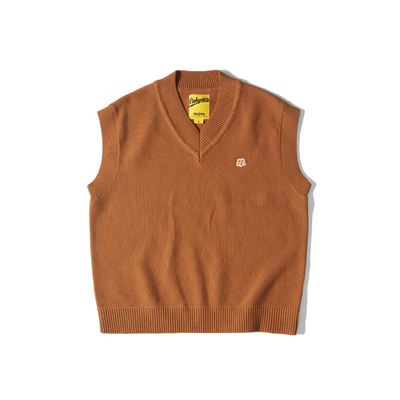 DAKYAM针织背心V领落肩绣花宽松