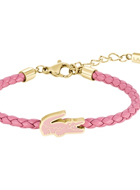 【圣诞礼物】25新款LACOSTE/鳄鱼CUTIE CROC金粉鳄鱼牛皮手绳手链