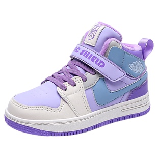 ABC SHIELD女童高帮二棉板鞋2025秋冬女孩AJ皮面防水轻便休闲潮鞋