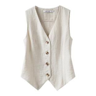 薄款亚麻西装马甲女款背心外穿2025夏季新款上衣马甲叠穿气质坎肩