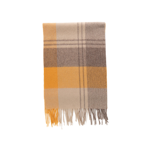 上海故事2026秋冬新款绵羊毛围巾女士格子加厚保暖女生配大衣礼物