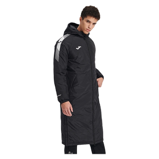 JOMA荷马长款棉服冬季男士防风保暖连帽开衫外套训练运动风衣