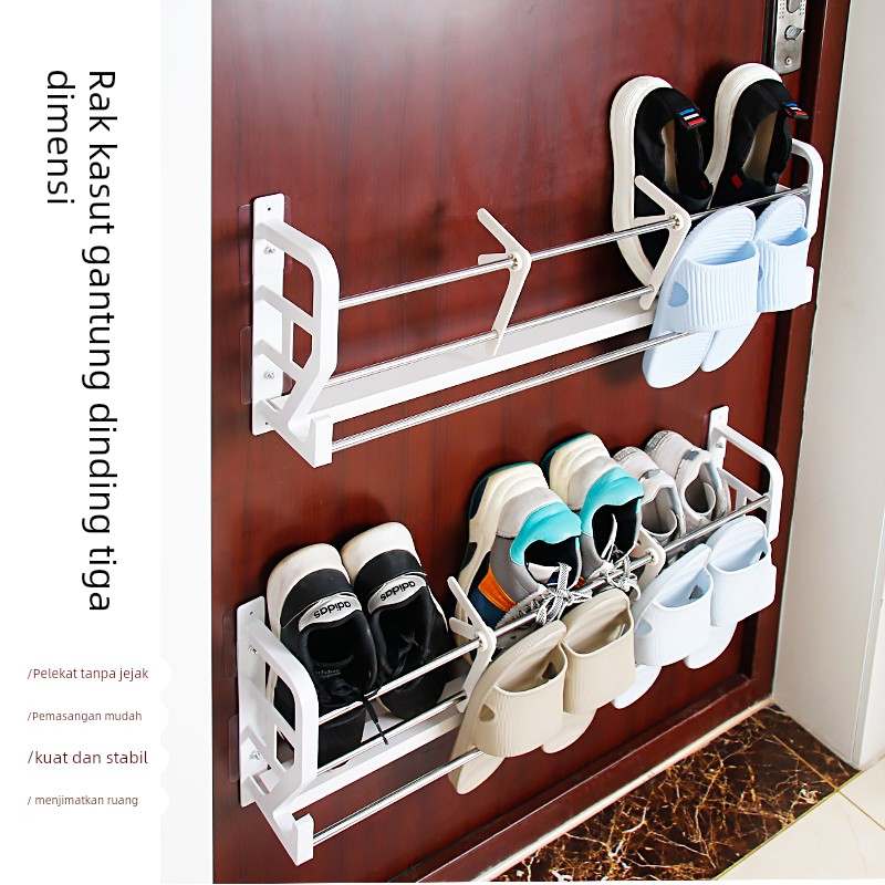 防盗门挂式鞋架壁挂式免打孔门后挂拖鞋架子收纳神器小户型家用
