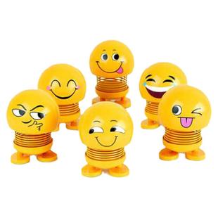汽车内饰品车载摆件小黄人网红表情包摇头公仔弹簧抖音笑脸弹跳仔