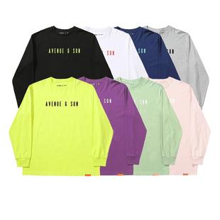 AVENUESON大道之子重磅圆领宽松休闲潮流简约字母LOGO彩色长袖T恤
