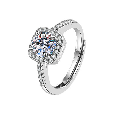 胖东来同款纯银S925小方糖钻戒指