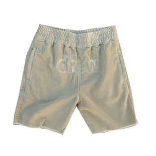 Drew笑脸猪窝 Corduroy贾斯汀比伯同Drew刺绣灯芯绒卡其工装短裤