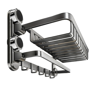 浴室置物架卫生间毛巾架免打孔浴巾架一体挂架厕所洗澡间浴室架子