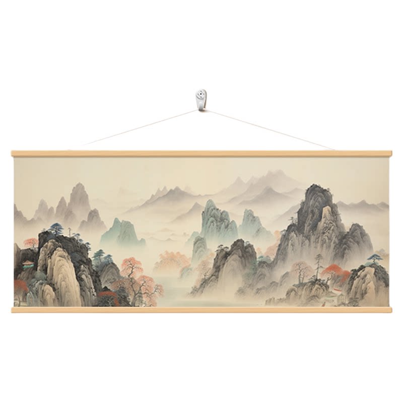 水墨山水画办公室西墙客厅装饰画