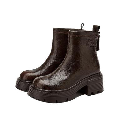 真皮马丁靴厚底切尔西靴达芙妮