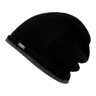 CKDH纯羊毛冷帽大头围黑白条纹堆堆帽秋冬包头针织帽百搭毛线帽子