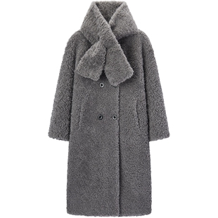 爱居兔全羊毛皮草2025年冬季新款女高级时髦简约长款冬外套