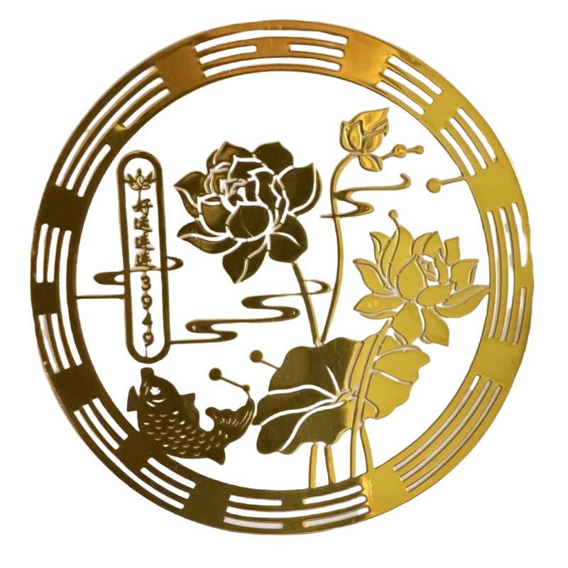 好运连连锦鲤鲤莲花金箔贴纸荷花净秽图卫生间厕所鞋柜洗衣机贴画
