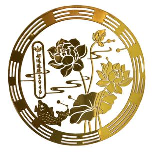 好运连连锦鲤鲤莲花金属贴纸荷花净秽图卫生间厕所鞋柜洗衣机贴画