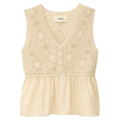 bash2026新款清迈海南泰国度假法式气质镂空无袖背心上衣1E26SAVI