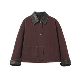 糖皮出品 羊皮领拼接 假两件 冬季保暖白鹅绒 牛仔外套式羽绒服