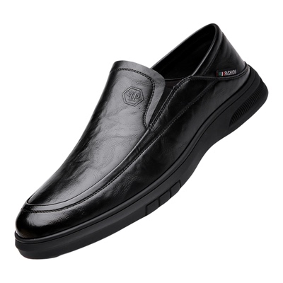 黑犸公牛皮鞋男真皮软底爸爸鞋