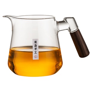 高硼硅玻璃公道杯2025新款高端木柄茶具公杯过滤网一体茶水分离器
