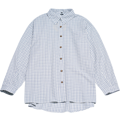 STILLYOU个性泡泡皱格子长袖衬衫