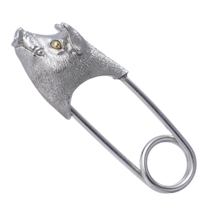 吾蟲原创胖猪头别针白铜镶嵌黄铜创意钥匙扣挂件趣味动物挂饰礼品