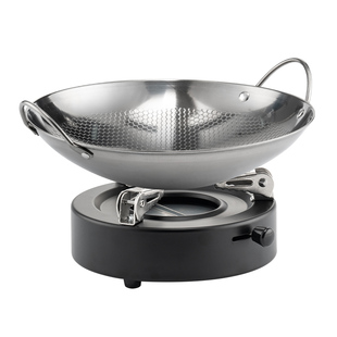 onlycook 家用不锈钢双耳干锅锅具一套酒精炉子专用小火锅 锅仔煲