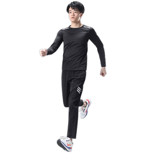 运动套装男士冰丝速干衣跑步薄款长袖t恤健身衣服夏季宽松训练服