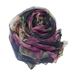 高颜值真丝桑蚕丝印花长方形春秋季薄款高档洋气围巾多功能长纱巾