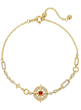 《落日晚星》原创设计S925纯银手链天然红玛瑙贝母法式复古高级感