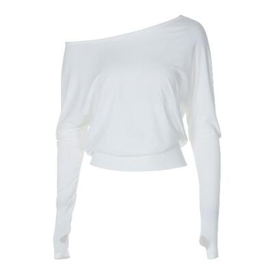 长袖辣妹春秋斜肩不对称百搭上衣