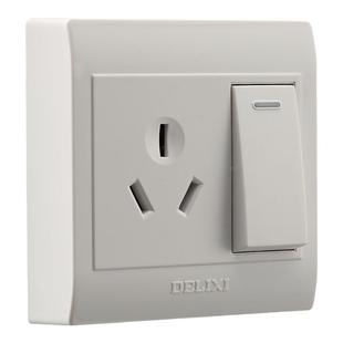 德力西明装一开三孔16A空调插座带开关大功率热水器专用3孔86面板