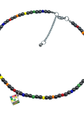原创手作彩色魔方串珠项链