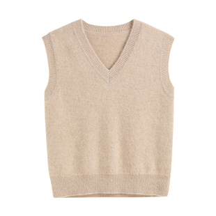 不可方物！V领羊绒马甲女秋冬加厚保暖无袖毛衣宽松羊毛针织坎肩
