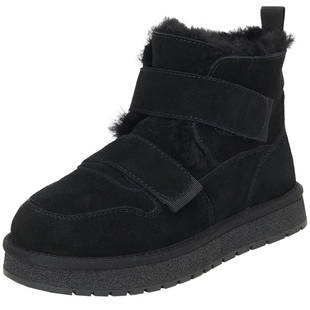 百田森东北保暖雪地靴女冬季加绒加厚防滑女鞋冬天鞋子牛皮短靴